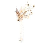 OSOLADY Pince à Cheveux Chinoise Design Fleur et Pompons en Métal Doré Accessoire Rétro Simple Ornement Pratique pour Mariage ou Saint-valentin pour Femmes
