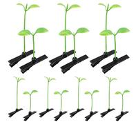 OSOLADY Pinces à Cheveux Accessoires Adorables Lot de 50 en Plastique Vert Forme Pousses de Haricot et Herbe et Original pour Filles, Décoration