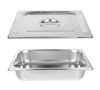 OSOLADY Plateau de Buffet en Acier Inoxydable 1/2 Taille Standard 6,5 Cm avec Couvercle, Bac Rectangulaire Épais pour Service Alimentaire, Restaurant, Cantine et Buffet Professionnel,