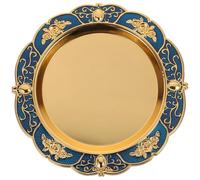 OSOLADY Plateau de Service Rond en Fer de Style Européen, Assiettes de Rangement Robustes et Surface Lisse, pour Fruits et Apéritifs la Maison Hôtel