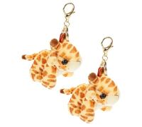 OSOLADY Porte-clés Alliage de Zinc et Coton Pp , Robuste et Non Déformable en Peluche Girafe Cartoon Adorable 2pcs pour Décoration de Paquet à Main ou Paquet à Dos