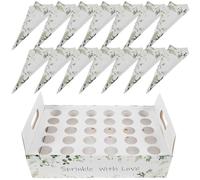 OSOLADY Porte-cornets à Confettis en Papier 30 Cavités Vert Feuille, Cônes de Pétales Mariage, Boîte Support Pratique pour Décoration de Fête et Réception, Articles de Fête Polyvalents