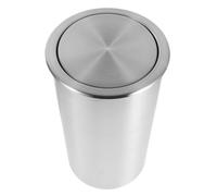 OSOLADY Poubelle Ronde Argentée 5,5 L en Acier Inoxydable à Couvercle | Finition Inox Résistante aux Traces, Bords Arrondis Sûrs, pour Bureaux et Postes de Préparation, Format Encastrable