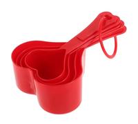 OSOLADY Set de 4 Cuillères Doseuses en Plastique Rouge de Cœur, Faciles à Nettoyer, pour Mesurer Ingrédients Secs Cuisine et Pâtisserie Couleur Aléatoire