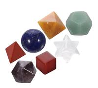 OSOLADY Solides Platoniciens avec Étoile Merkaba Gravée en Cristal des Chakras Ensemble de 7 Thérapie par Cristal pour Contemplation et Relaxation