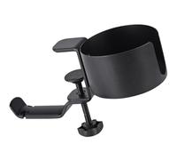 OSOLADY Support de Casque et Porte-gobelet en Alliage D'aluminium Noir Design Ajustable et Rotatif, Pince Clip pour Bureau, Accessoire Polyvalent pour Bureau