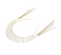 OSOLADY -tête Pompon Strass Bandeau Dur Casque De Diamant Bandeau à Long Pompon Bandeau à Clapet Chaîne à Tête De Pompon De Chaîne De Tête De Gland Le Fer. Golden