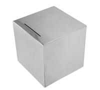 OSOLADY Tirelire en Acier Inoxydable 20x20x20 Cm Carrée, Coffre-fort Non Ouvrable pour Économiser de L'argenté, Boîte à Économies Sécurisée pour Adultes et Garçon et Filles, Conteneur