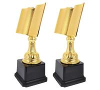 OSOLADY Trophée Or en Plastique de Livre pour Concours de Lecture, Lot de 2 Pièces, Récompense Élégante pour Événements de Lecture en Famille