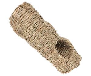 OSOLADY Tunnel en Paille Beige à Cinq Trous pour Chinchillas et Cochons d'Inde, Jouet de Cachette Jeu pour Cage d'animaux Petits