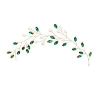 OSOLADY Vigne de Cheveux de Mariée en Perles et Strass Texture Fine en Métal Vert, Accessoire Élégant pour Cheveux, pour Banquet ou Fête à Thème