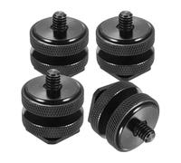 OSOLADY Vis de Fixation pour Trépied 1/4 Pouce 4 Pcs en Alliage D'aluminium Double Vis pour Adapter Sabot de Flash Noir Compatible TTL Cable et Déclencheur sans Fil