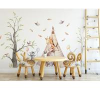 Osomhome Autocollant mural pour chambre d'enfant - Motif animaux de la forêt - Papier peint autocollant - Pour chambre d'adolescent - os3666 (215 x 135 cm)