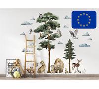 Osomhome FOREST MYSTERY XL Woodland Sticker mural pour enfants, forêt, animaux de la forêt, arbres, sarna, chouettes, oiseaux (ms3626) Transparent