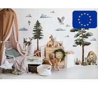 Osomhome | MYSTÈRE DE LA FORÊT L | Sticker mural animaux de la forêt | Autocollant décoratif pour chambre d'enfant garçon fille | Décoration murale forêt pour chambre de bébé animaux | Tableaux muraux