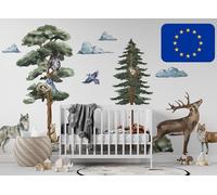 Osomhome | MYSTÈRE DE LA FORÊT XL | Sticker mural pour chambre d'enfant | Décoration murale pour chambre de bébé | Tableaux pour chambre d'adolescent | Forêt et animaux forestiers | (ms3630)