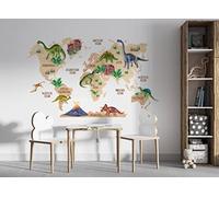 Osomhome os5077 Sticker mural Motif carte du monde Dinosaure (120 x 80 cm) | Décoration murale pour chambre d'enfant garçon et fille