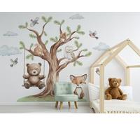 Osomhome | Sticker mural pour chambre d'enfant Décoration murale Motif animaux de la forêt | Autocollant pour chambre de garçon | Papier peint autocollant Images murales pour chambre d'adolescent |