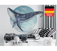 Osomhome Sticker mural pour chambre d'enfant fille & garçon : Baleine, mer (160x100cm) | Décoration pour chambre d'enfant & chambre de bébé | Sticker mural & décoration murale pour chambre d'enfant |