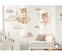 Osomhome Stickers Muraux Enfants: Ballerine et Lapin (220x160cm) - Autocollant Mural - Decoration Chambre Bebe - Deco Chambre Enfant Fille & Garcon os6651