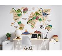 Osomhome Stickers Muraux Enfants: Carte du Monde Dinosaures (160x100cm) - Autocollant Mural - Decoration Chambre Bebe - Deco Chambre Enfant Fille & Garcon os5076