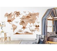 Osomhome Stickers Muraux Enfants: Carte du Monde Dinosaures Squelette (160x100cm) - Autocollant Mural - Decoration Chambre Bebe - Deco Chambre Enfant Fille & Garcon os5040