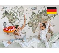 Osomhome Stickers Muraux Enfants: Carte du Monde (en Français) & Animaux 170x100cm - Autocollant Mural - Decoration Chambre Bebe - Deco Chambre Enfant Fille & Garcon os5092