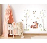 Osomhome Stickers Muraux Enfants: Cerf & Animaux de la Forêt (160x147cm) - Autocollant Mural - Decoration Chambre Bebe - Deco Chambre Enfant Fille & Garcon os3675