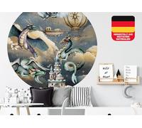 Osomhome Stickers Muraux Enfants: Dragon & Château (280x170cm) - Autocollant Mural - Decoration Chambre Bebe - Deco Chambre Enfant Fille & Garcon os9451