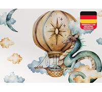 Osomhome Stickers Muraux Enfants: Dragon & Montgolfière (110x100cm) - Autocollant Mural - Decoration Chambre Bebe - Deco Chambre Enfant Fille & Garcon os9603