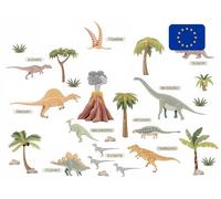 Osomhome Stickers Muraux Enfants Motif: Dinosaures (215x145cm) - Autocollant Mural - Decoration Chambre Bebe - Deco Chambre Enfant Fille & Garcon - Volcan Arbre Brachiosaurus Stégosaurus os3236