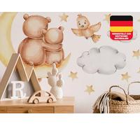 Osomhome Stickers Muraux Enfants: Oursons, Lune, Étoiles, Oiseau (100x80cm) - Autocollant Mural - Decoration Chambre Bebe - Deco Chambre Enfant Fille & Garcon ms2844