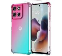 Osophter Coque de téléphone pour Motorola G56 : avec 1 protection d'écran, deux couleurs dégradées renforcées en TPU absorbant les chocs, coque de téléphone portable flexible pour Moto G56 (rose