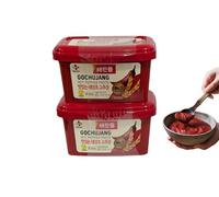 OsoRetail CJ Haechadle Gochujag 2 x 1 kg - Paquet de deux de pâté de piment coréen fermenté ? Moyennement épicé ? Umami sucré traditionnel pour Biima, Tteokokki, sauce Mariade n° 1 Brad i