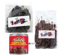 OsoRetail Lot de 1 boîte de Chipotle en sauce Adobo 200 g (La Costeña) avec un assortiment de piments Guajillo et largeur (2 x 100 g)