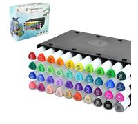 OsoRetail Marqueurs Aquamarkers 40 couleurs + DecoTRAY Marqueurs double pointe 800 m, corps ergonomique en plastique recyclé pour lettering, scrapbooking et illustration