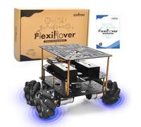 OSOYOO FlexiRover Robot Car Kit pour Raspberry Pi - Compatible avec Pi 2/3/4/5, 520 moteurs avec encodeurs, roues Mecanum, servo support et système de batterie haute capacité (pas Raspberry Pi