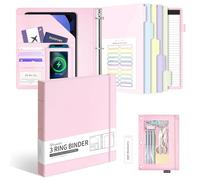 Ospelelf Classeur en cuir à 3 anneaux pour documents de format lettre avec intercalaires à poches en PVC, anneaux ronds de 2,5 cm, peut contenir 175 feuilles, classeurs avec sac de rangement et