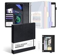 Ospelelf Classeur en cuir à 3 anneaux pour documents de format lettre avec intercalaires à poches en PVC, anneaux ronds de 2,5 cm, peut contenir 175 feuilles, classeurs avec sac de rangement et