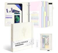 Ospelelf Classeur en cuir à 3 anneaux pour documents de format lettre avec intercalaires à poches en PVC, sac de rangement et bloc-notes, anneaux ronds de 2,5 cm, peut contenir 175 feuilles, pour