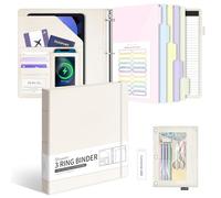 Ospelelf Classeur en cuir à 3 anneaux pour documents de format lettre avec intercalaires à poches en PVC, anneaux ronds de 2,5 cm, peut contenir 175 feuilles, classeurs avec sac de rangement et