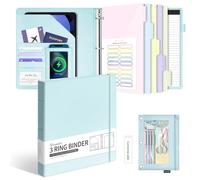 Ospelelf Classeur en cuir à 3 anneaux pour documents de format lettre avec intercalaires à poches en PVC, sac de rangement et bloc-notes, anneaux ronds de 2,5 cm, peut contenir 175 feuilles, pour