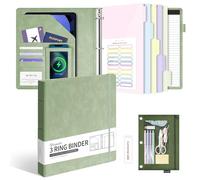 Ospelelf Classeur en cuir à 3 anneaux pour documents de format lettre avec intercalaires à poches en PVC, anneaux ronds de 2,5 cm, peut contenir 175 feuilles, classeurs avec sac de rangement et