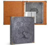 Ospelelf Classeur rond à 3 anneaux de 2,5 cm pouvant contenir 200 feuilles de papier de taille 21,6 x 27,9 cm, classeur en cuir avec poches pour album photo, organisateur de documents et histoire