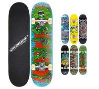 Osprey Skateboard Complet idéal pour Enfants Débutants - Planche de Skate 79 cm, Érable Lamellé 7 plis Double Kick Concave, Trucks Aluminium Axe 13 cm, Roulements ABEC 5 608z - 6x Designs Colorés