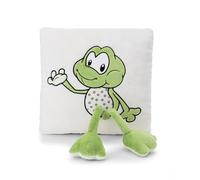 OSRAM 62283 Coussin au motif de la peluche Fridolin la grenouille, 30 x 30 cm, douillet, blanc, pour enfants et adultes, pour la maison, la maternelle ou les déplacements