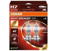 Osram Ampoule halogène de phare NIGHT BREAKER 220 H7 – +220% luminosité – boîte pliante 2 lampes