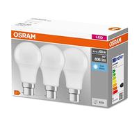 OSRAM Ampoule LED avec Culot B22d, Blanc froid, Paquet de 3 Ampoules LED, Blanc Froid 4000 K , Efficacité 8,50 W équivalent à 60 W