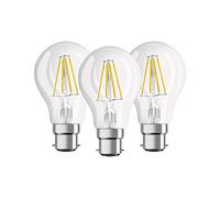 OSRAM Ampoule LED B22d, Lot de 3 Ampoules LED Filament, Ampoule LED Clair, remplace les ampoules conventionnelles 60 W, Blanc Chaud 2700K