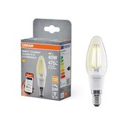 OSRAM Ampoule LED SMART+ B40, forme bougie E14, filament transparent, blanc chaud 2700 K, intensité variable, compatible avec Alexa, Google Home, Matter via WiFi